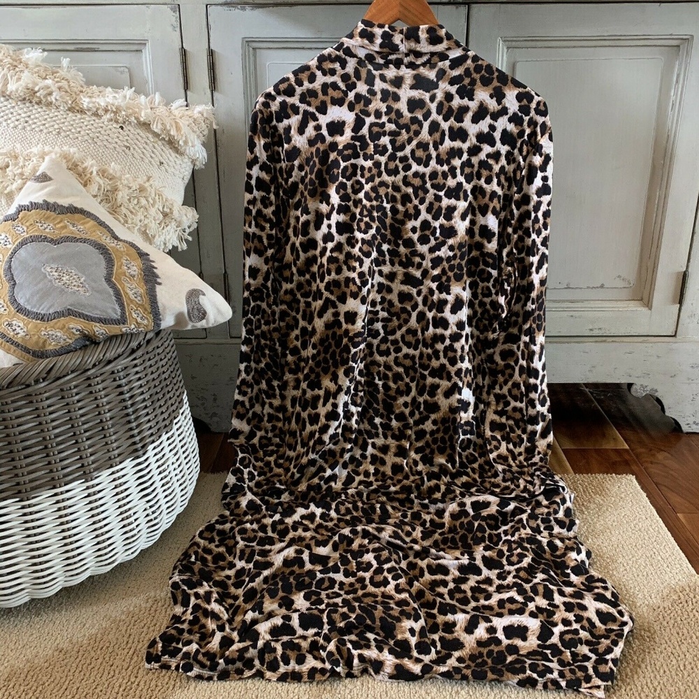 Leopard Animal Print Duster Maxi Cardigan Jacket - Picture 5 of 8